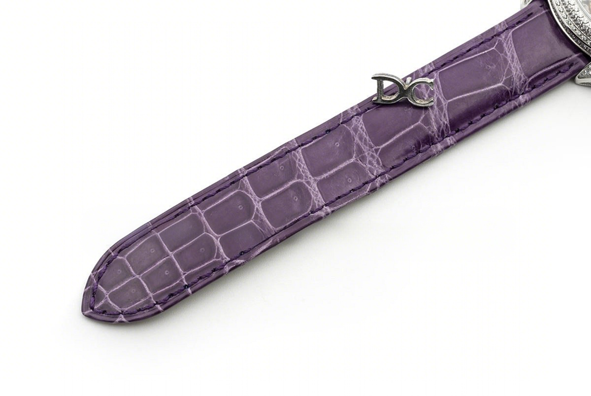 Cle de Cartier Tourbillon with Diamond Bezel in White Gold 35mm on Purple Leather Strap-fasswatch