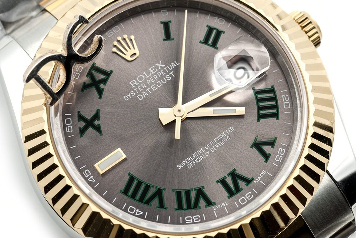 Rolex Datejust II 111497 Silver Dial in Gold/Steel with Roman Markers on Oyster Bracelet (Wimbledon)-fasswatch