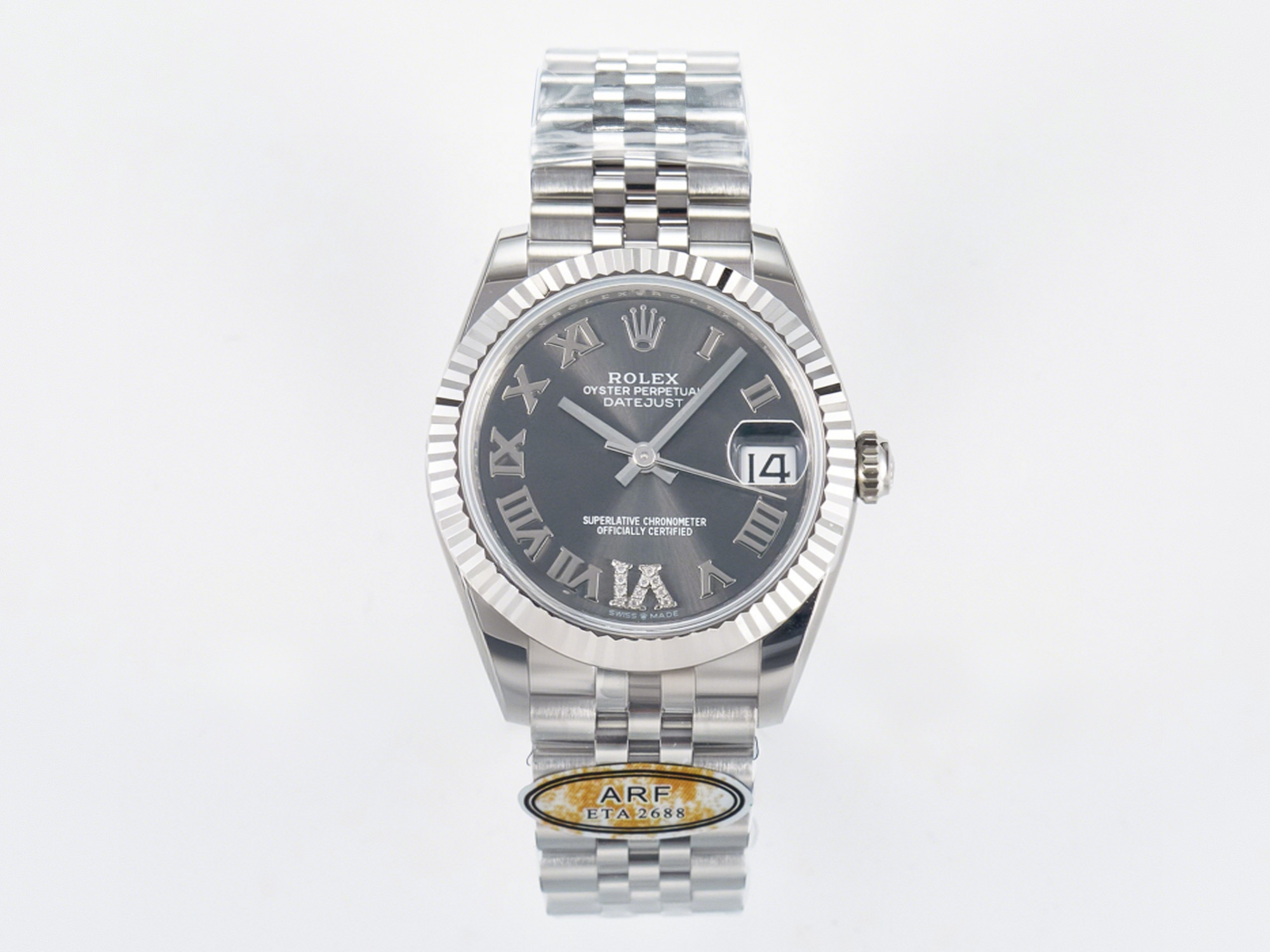 Rolex DateJust 31 278274 ARF 1:1 Best Edition 904L Steel Gray Roman Diamonds Dial on SS Jubilee Bracelet ETA 2688-fasswatch