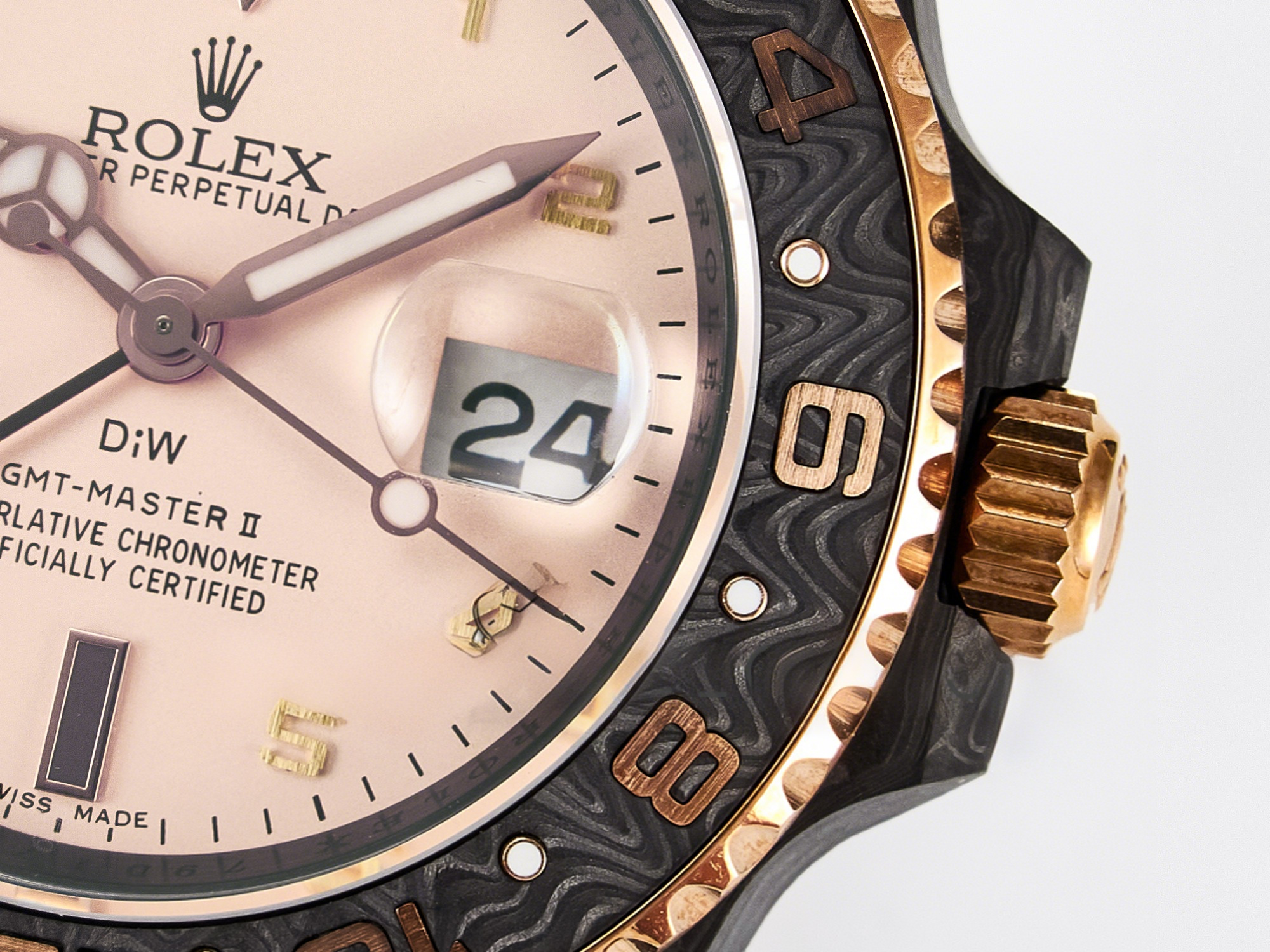 Rolex GMT Carbon DIWF Best Edition Yellow Roman Dial on Brown Nylon Strap SA3285 CHS V2-fasswatch