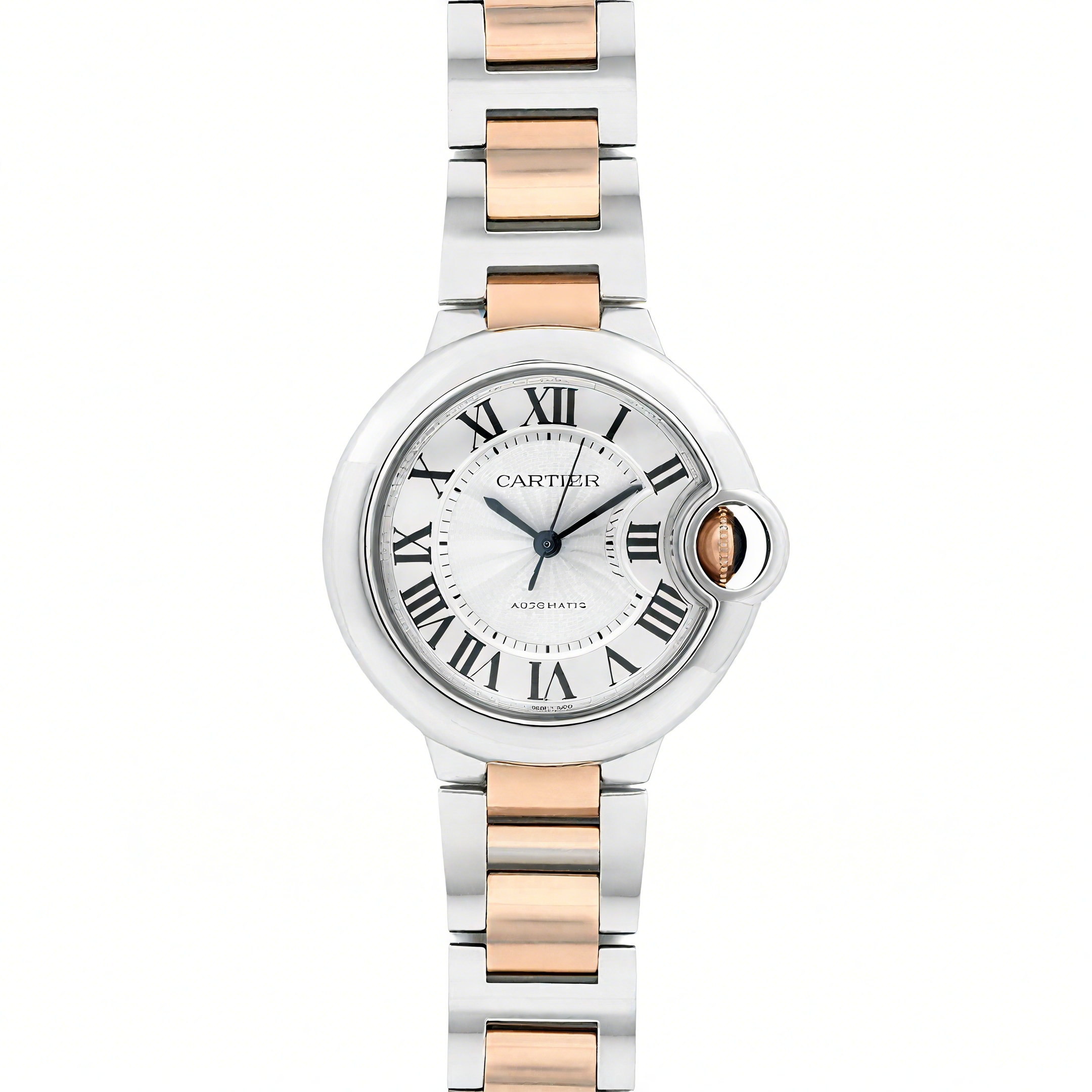 Cartier Ballon Bleu De Cartier 36mm Silver Dial in Steel/ Pink Gold-fasswatch