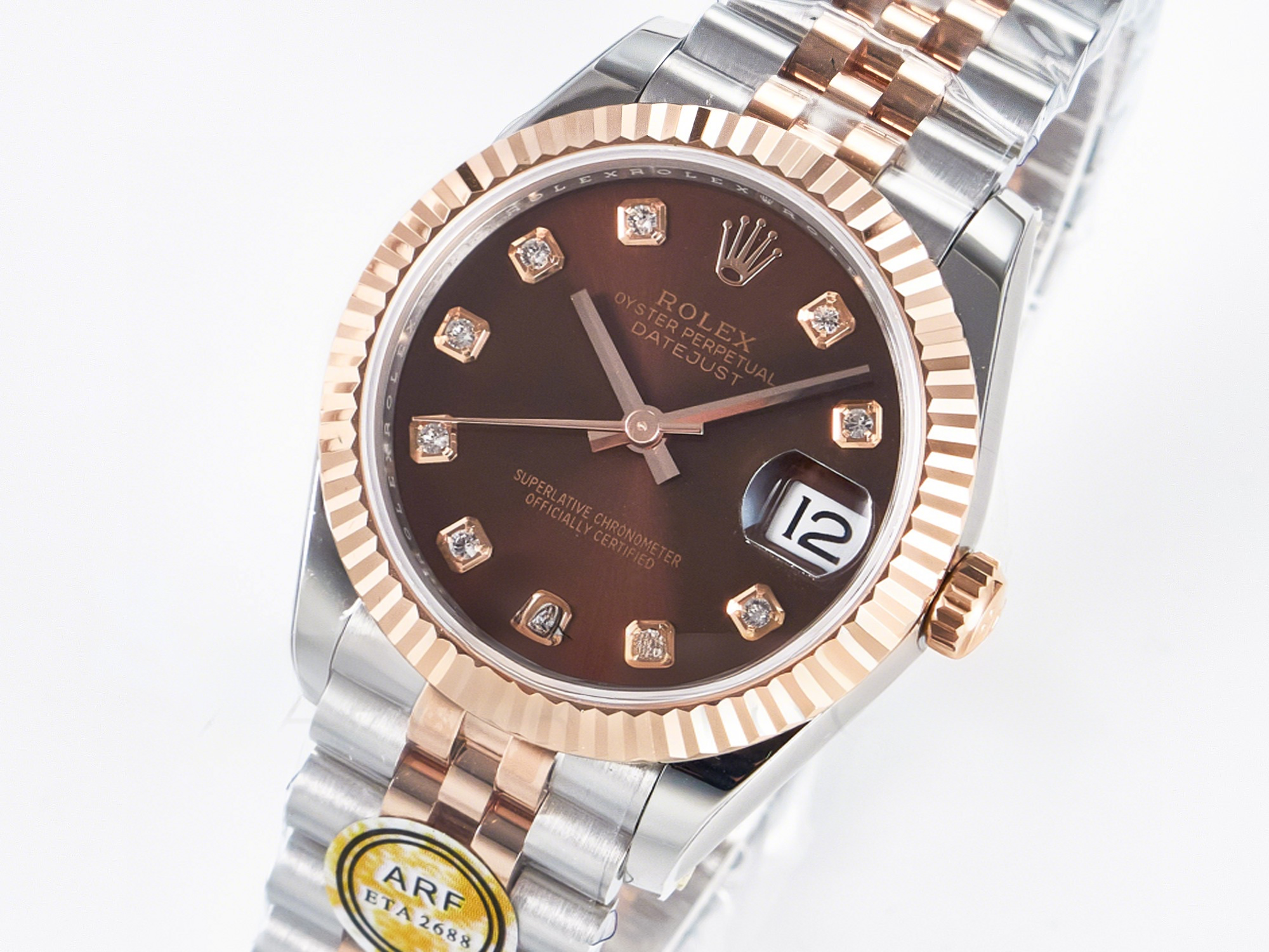 Rolex DateJust 31 278271 ARF 1:1 Best Edition 904L Steel Brown Diamonds Dial on SS/RG Jubilee Bracelet ETA 2688-fasswatch