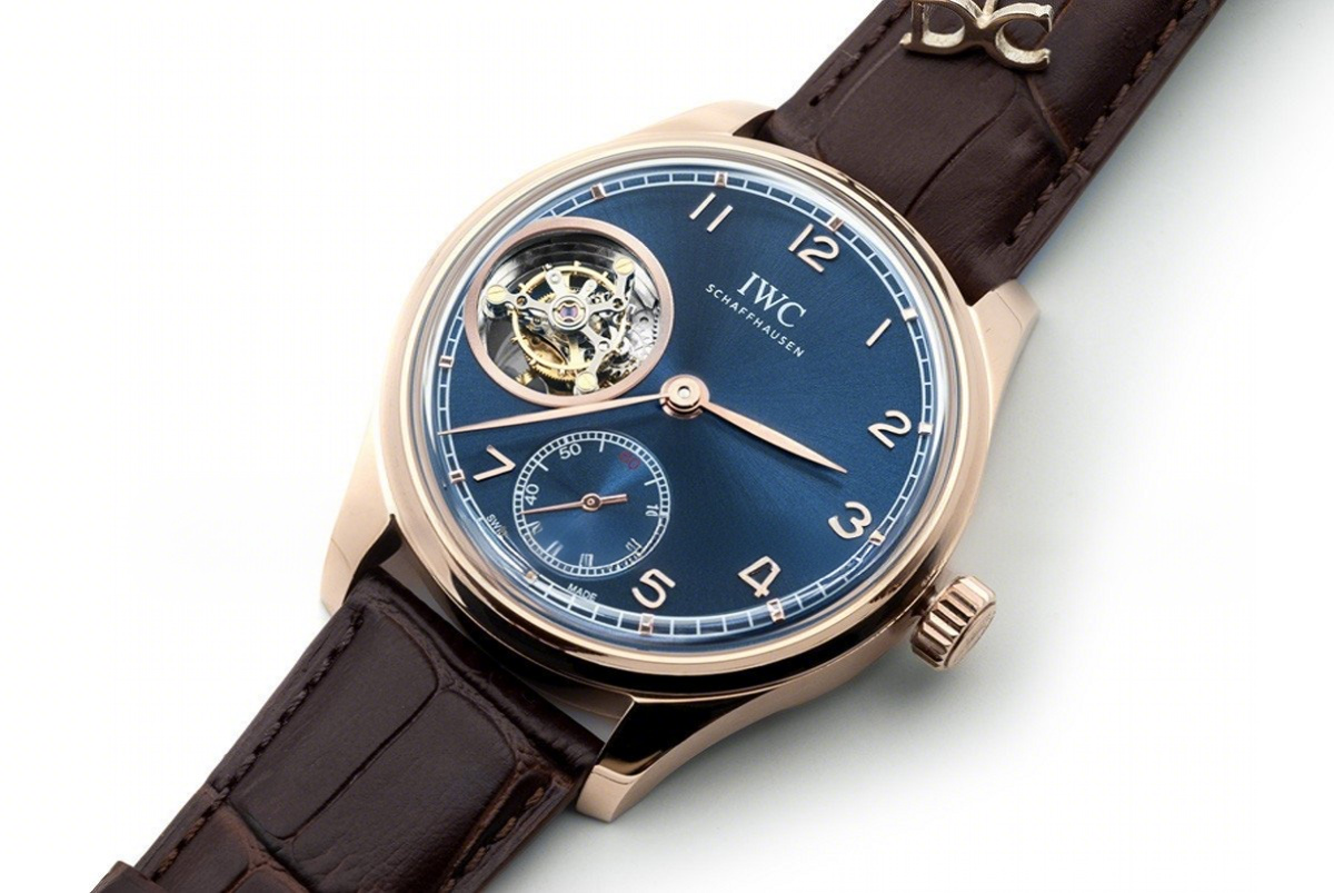 IWC Portuguese Tourbillon Hand Wound IW5463 Blue Dial in Rose Gold-fasswatch