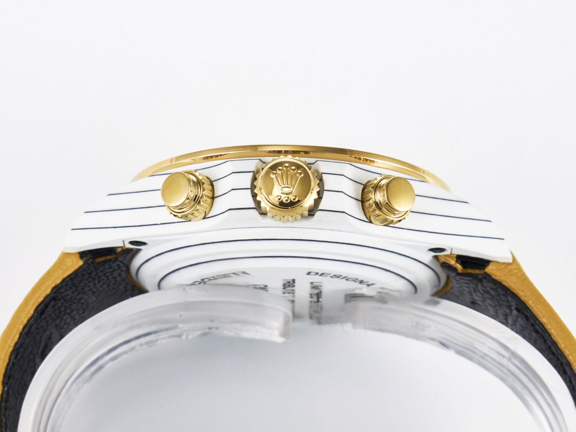 Rolex Daytona DIW White Carbon Case YG Bezel DIWF Edition YG Dial on Brown Leather Strap A7750-fasswatch