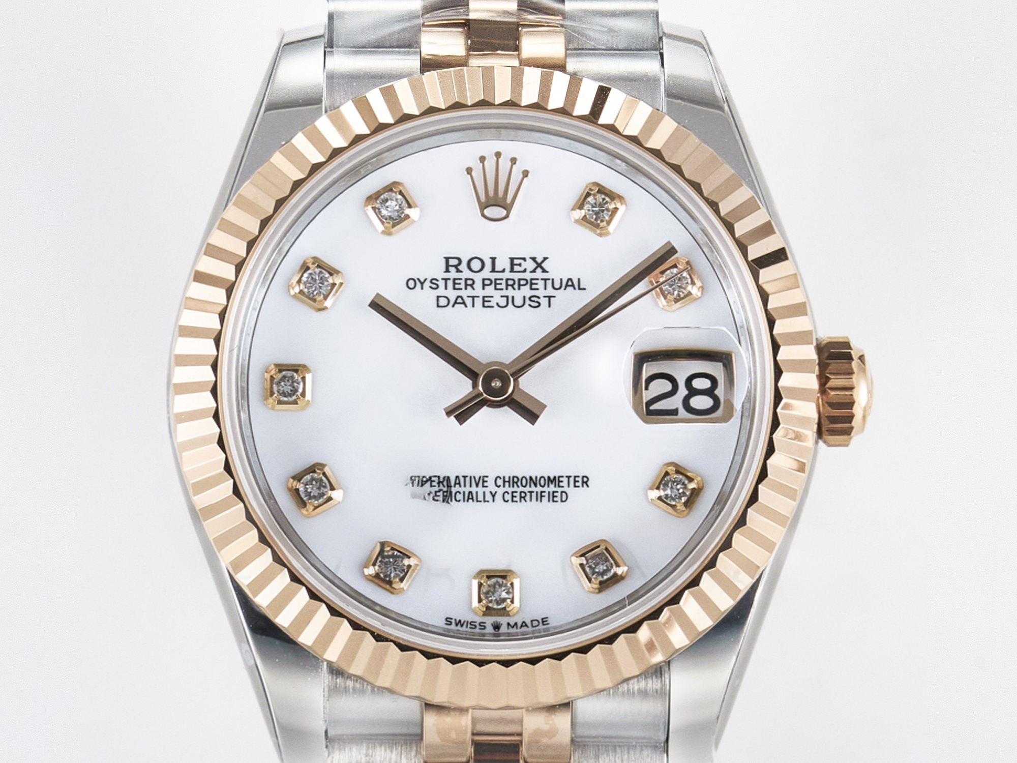 Rolex DateJust 31 278271 ARF 1:1 Best Edition 904L Steel White MOP Diamonds Dial on SS/RG Jubilee Bracelet ETA 2688-fasswatch