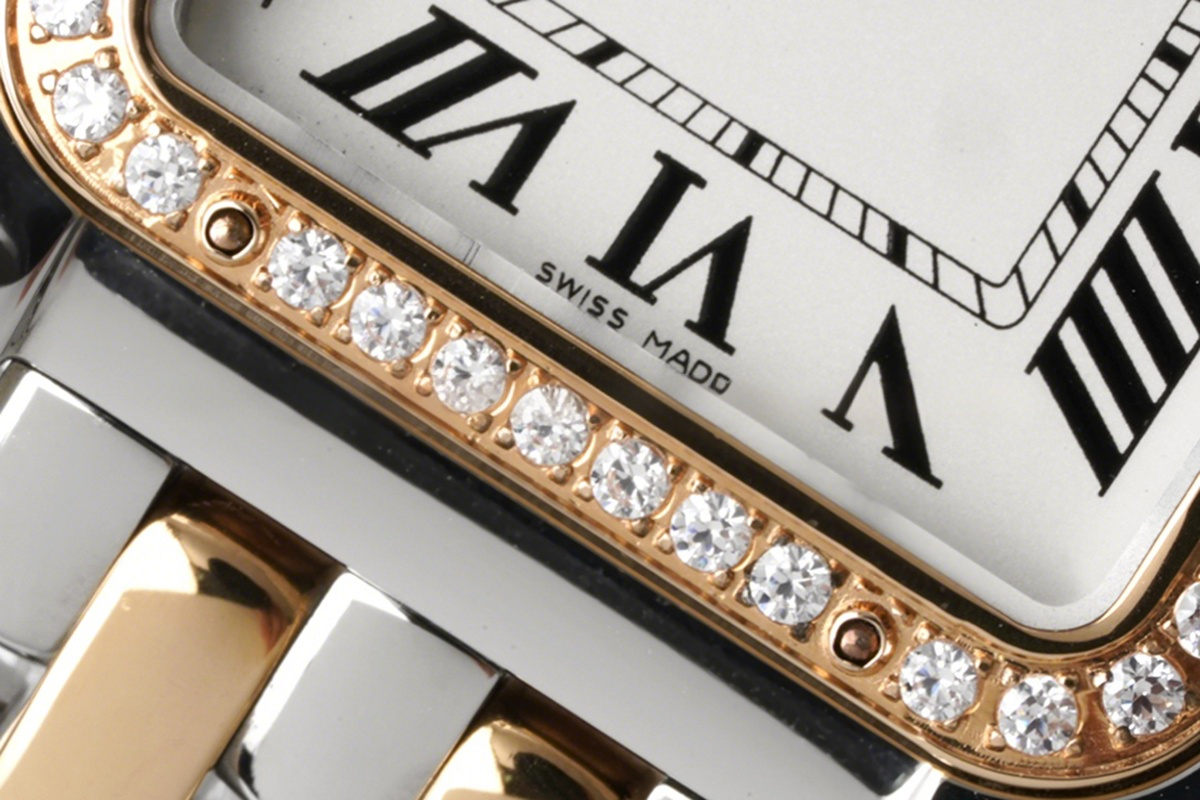 Cartier Panthère De Cartier 27mm White Dial in Steel/Rose Gold with Diamond Bezel-fasswatch
