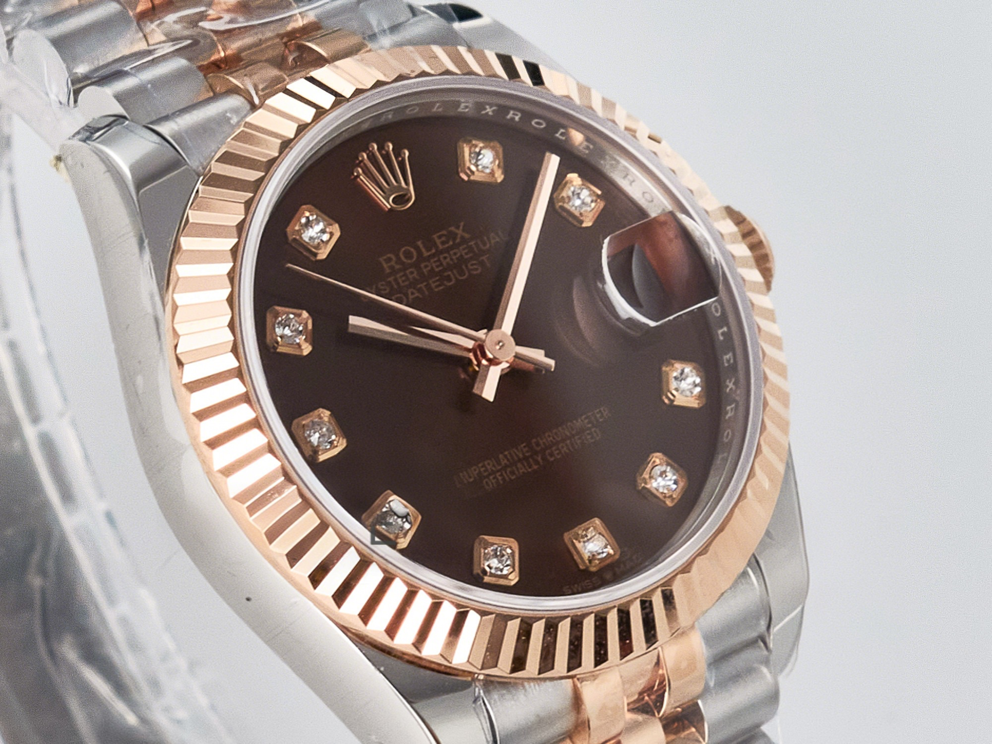 Rolex DateJust 31 278271 ARF 1:1 Best Edition 904L Steel Brown Diamonds Dial on SS/RG Jubilee Bracelet ETA 2688-fasswatch