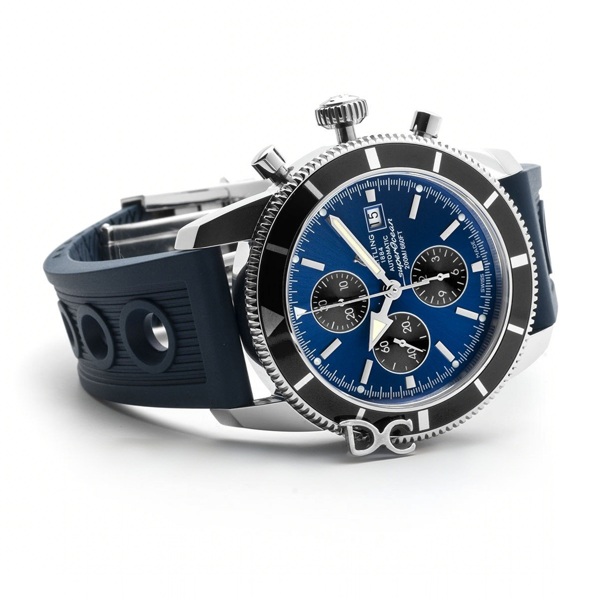 Breitling Superocean Heritage II Chronograph 46 Blue Dial in Steel on Rubber Strap-fasswatch
