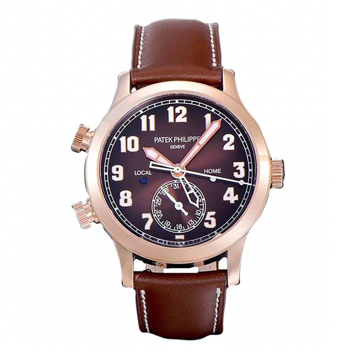 Patek Philippe Calatrava Pilot Travel Time 5524R Brown Dial in Rose Gold-fasswatch