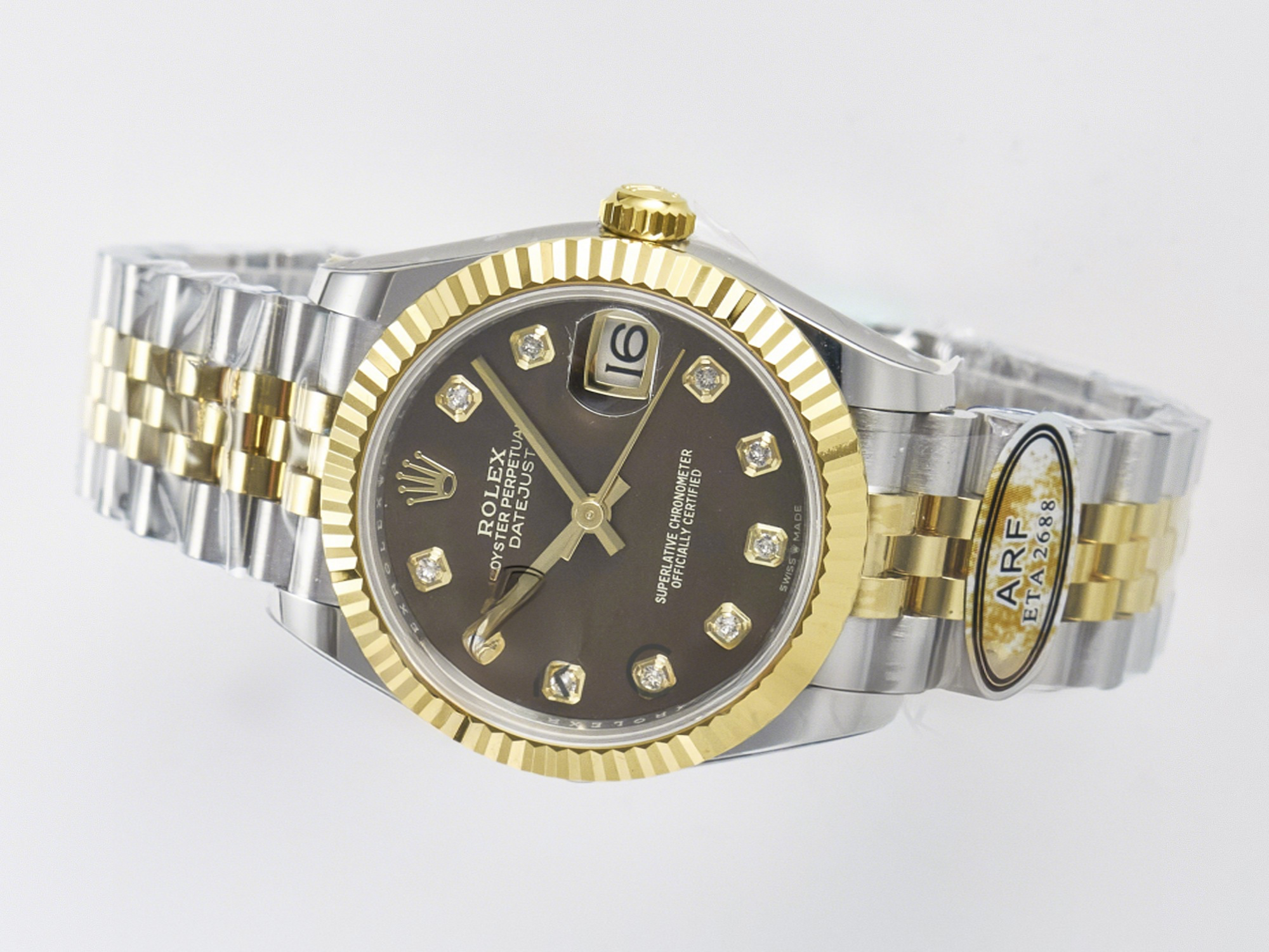 Rolex DateJust 31 278273 ARF 1:1 Best Edition 904L Steel Brown Diamonds Dial on SS/YG Jubilee Bracelet ETA 2688-fasswatch