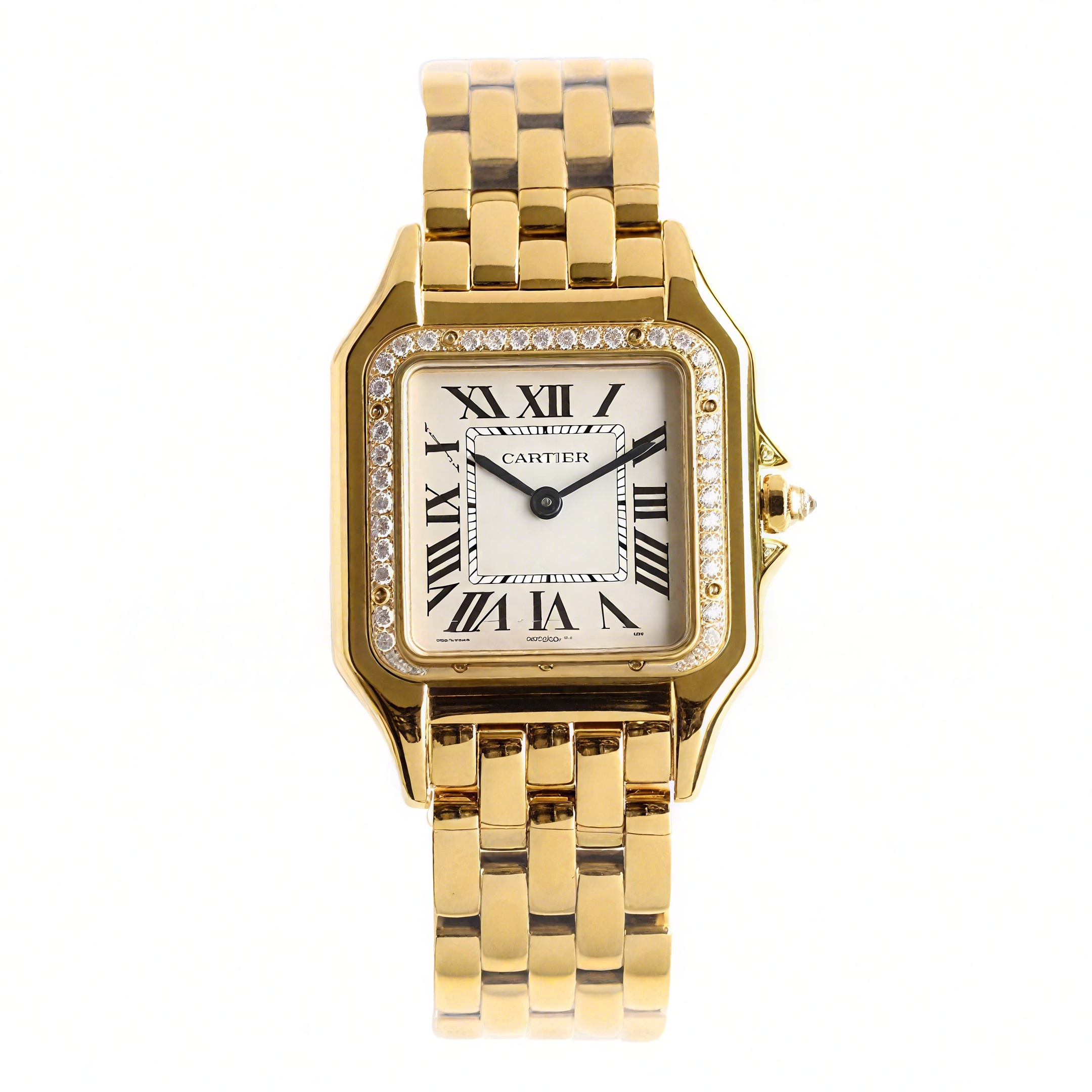 Cartier Panthère De Cartier 27mm White Dial in Yellow Gold with Diamond Bezel-fasswatch