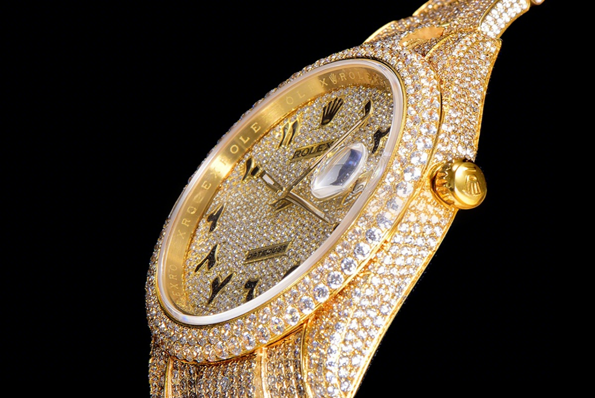 Rolex Datejust 41 126334 Diamond Paved Dial with Arabic Markers in Yellow Gold-fasswatch