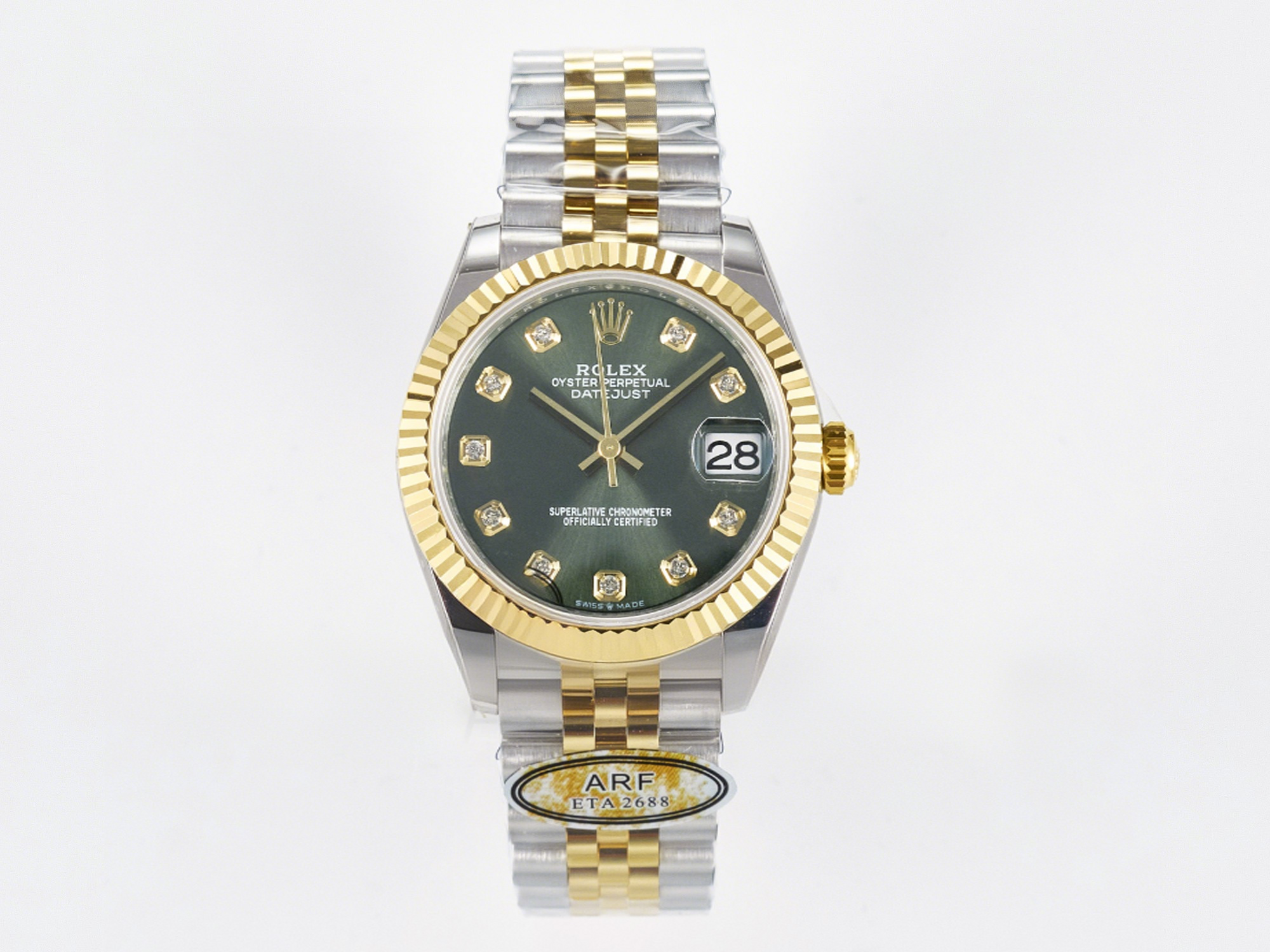 Rolex DateJust 31 278383 ARF 1:1 Best Edition 904L Steel Green Diamonds Dial on SS/YG Jubilee Bracelet ETA 2688-fasswatch