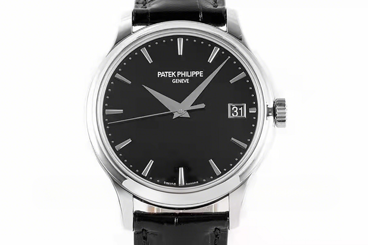 Patek Philippe Calatrava 5227G-10 Black Dial in White Gold on Black Leather Strap-fasswatch