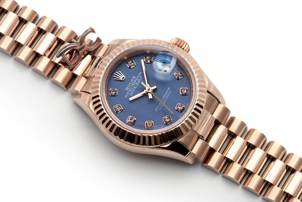 Rolex Ladies Datejust 279175 Blue Dial with Diamonds Markers in Rose Gold-fasswatch