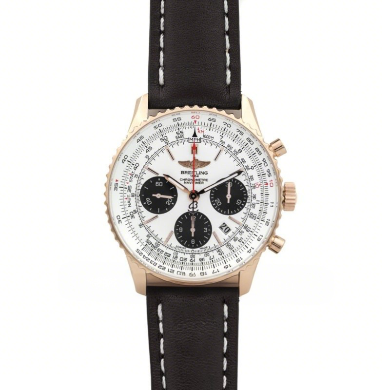 Breitling Navitimer 01 Chronograph Silver Dial in Rose Gold-fasswatch