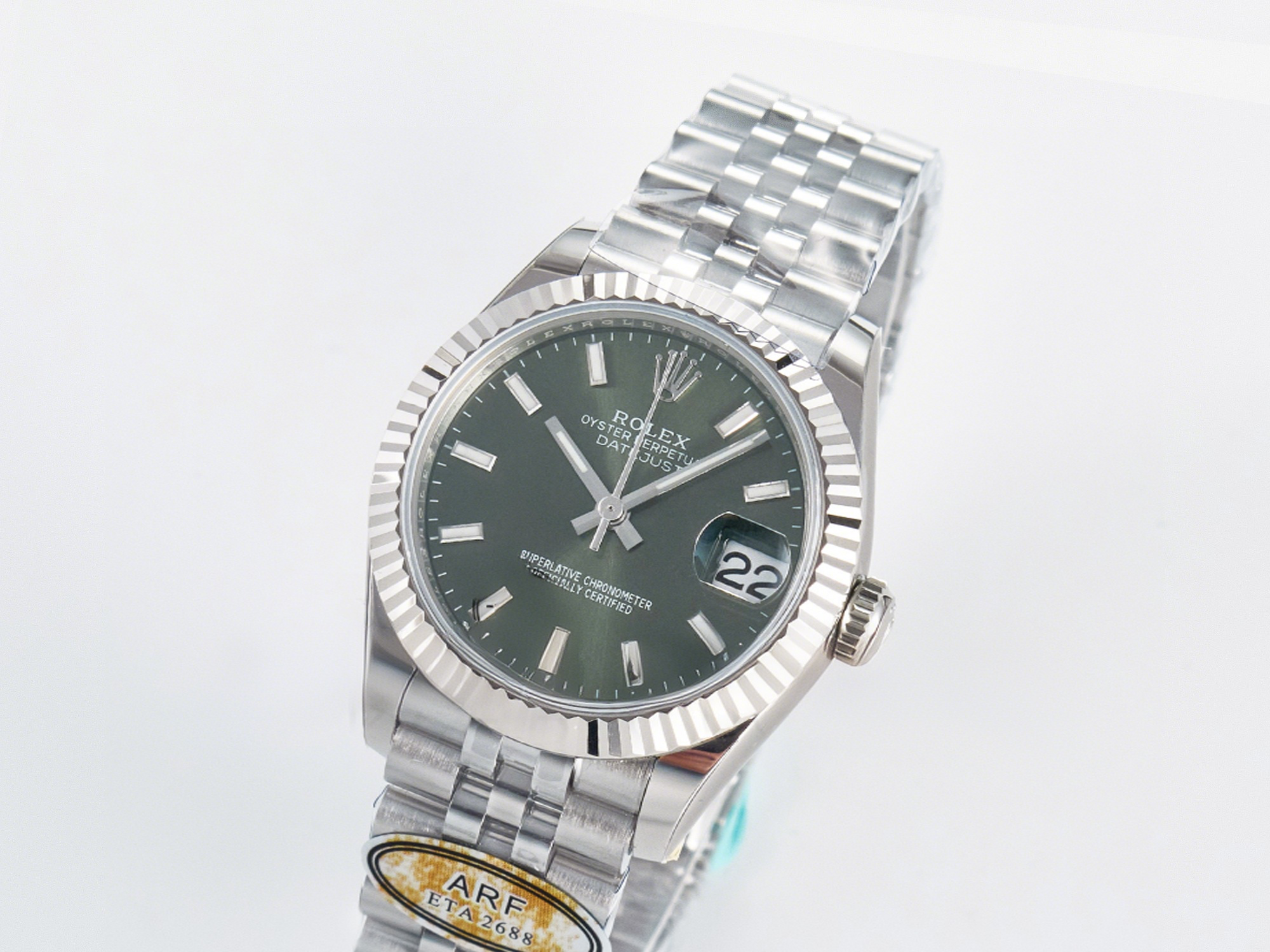 Rolex DateJust 31 278274 ARF 1:1 Best Edition 904L Steel Green Dial Stick Marker on SS Jubilee Bracelet ETA 2688-fasswatch