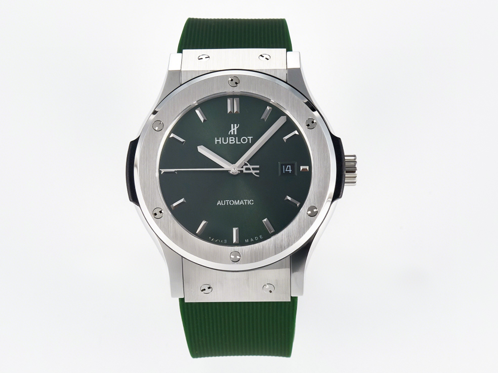 Hublot Classic Fusion Bang 42mm HBF 1:1 Best Edition Green Dial on Green Rubber Strap A2892-fasswatch