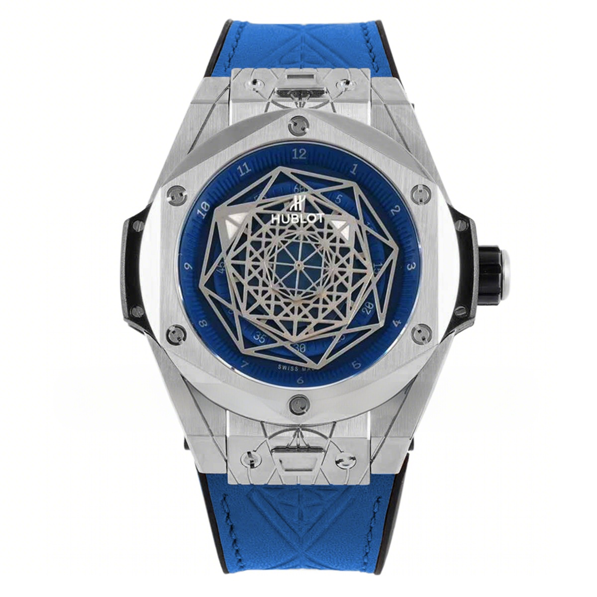 Hublot Big Bang Unico Sang Bleu in Steel on Blue Leather Strap-fasswatch