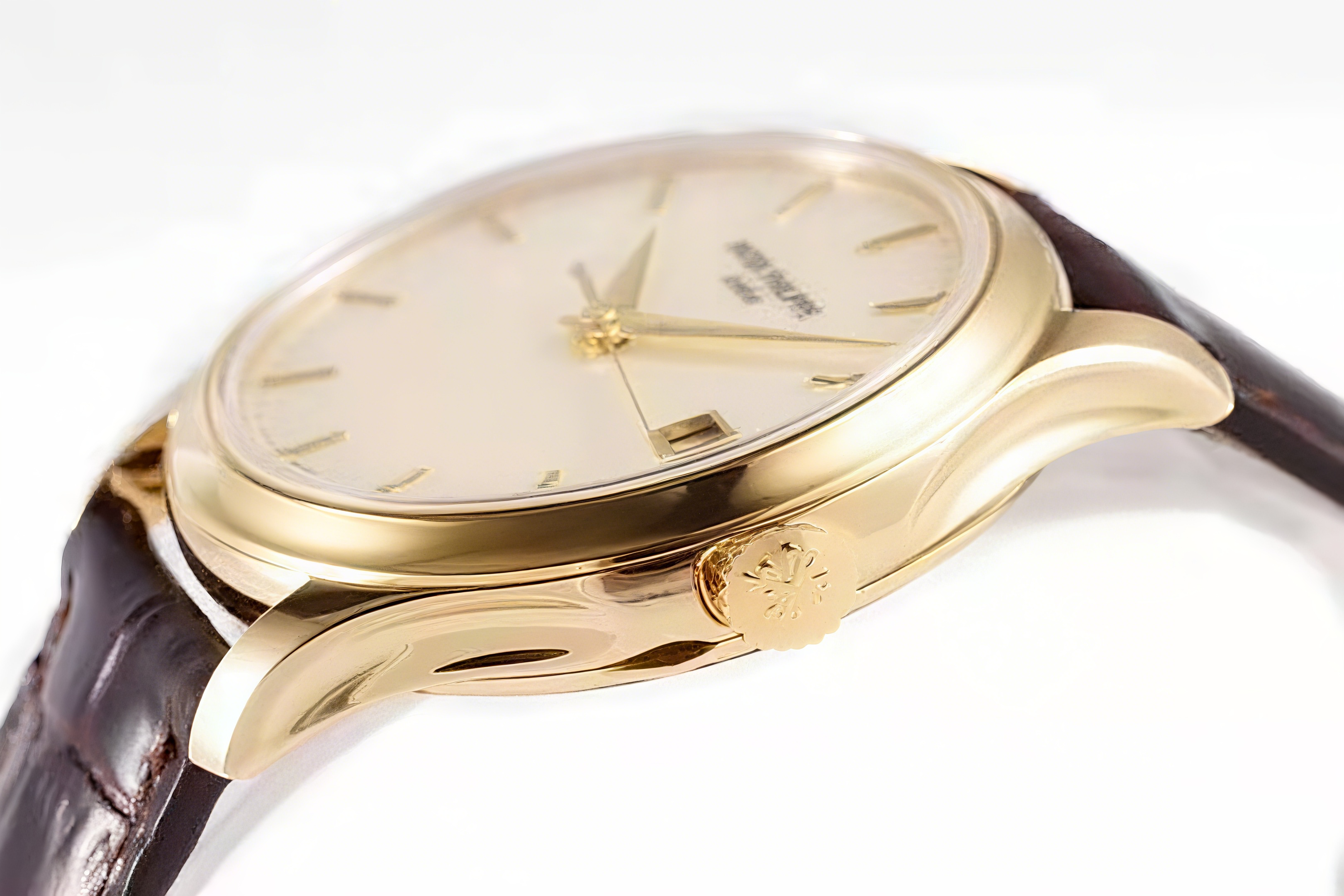 Patek Philippe Calatrava 5227J-001 White Dial in Yellow Gold on Brown Leather Strap-fasswatch