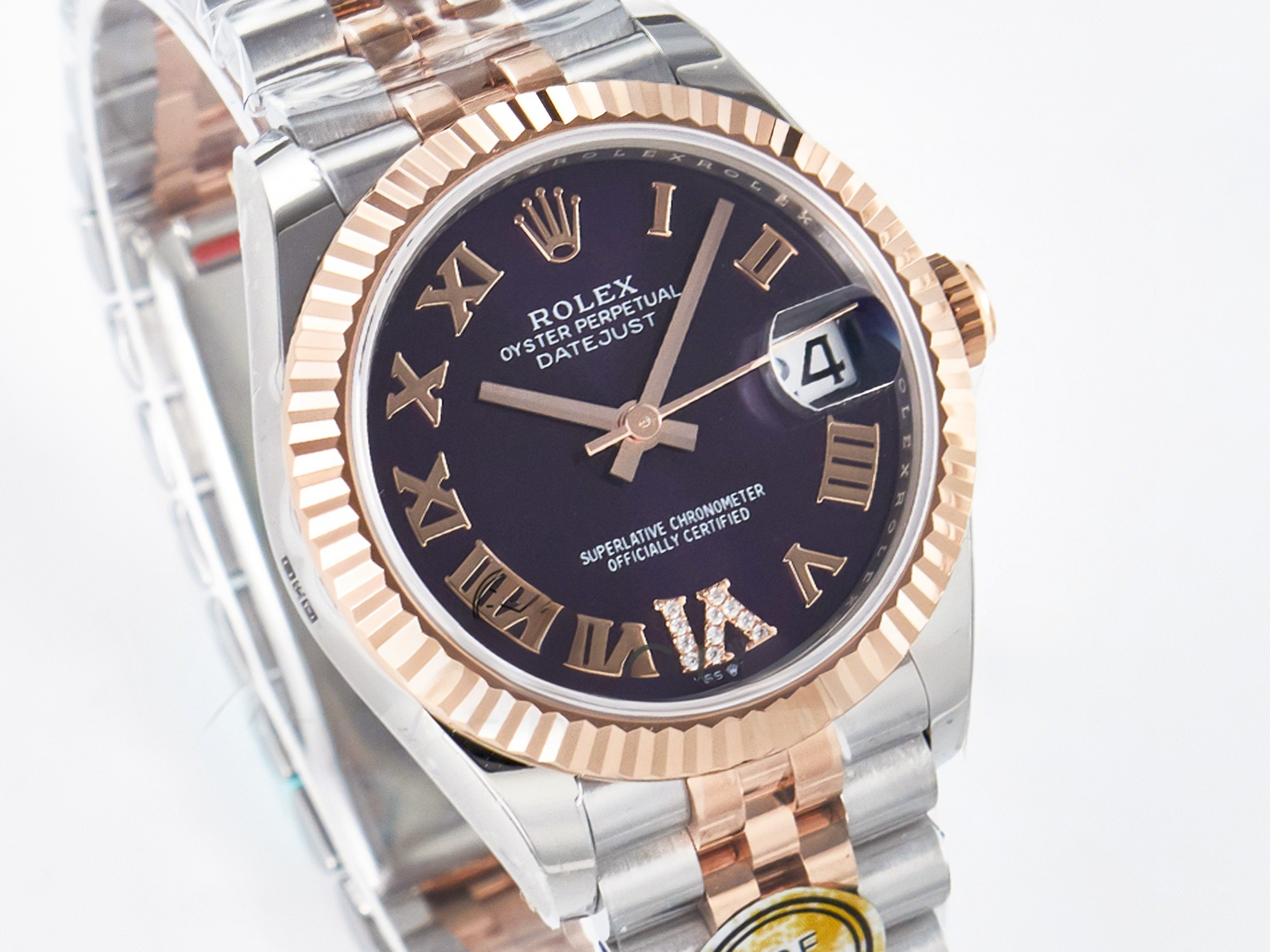 Rolex DateJust 31 278271 ARF 1:1 Best Edition 904L Steel Purple Roman Diamonds Dial on SS/RG Jubilee Bracelet ETA 2688-fasswatch