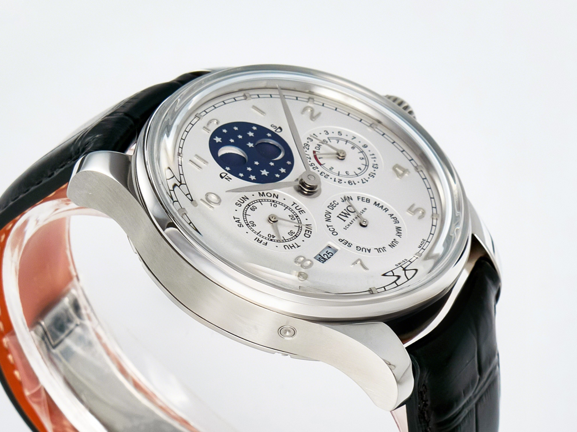 IWC IW5034 Portugieser Perpetual Calendar SS V9F 1:1 Best Edition White Dial on Black Leather Strap A52610-fasswatch