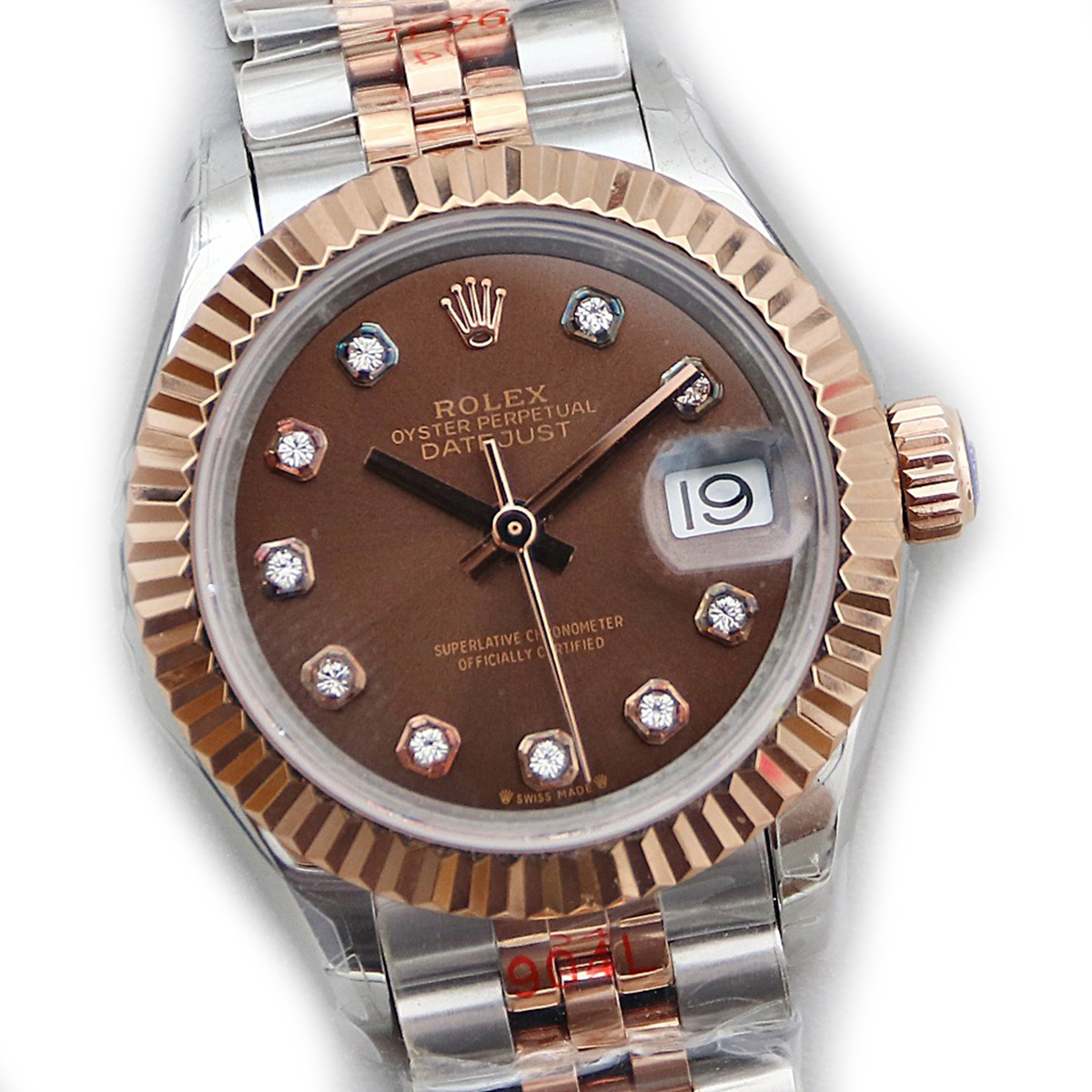 Rolex Ladies Datejust 279171 Chocolate Dial with Diamond Markers in Rose Gold/Steel-fasswatch