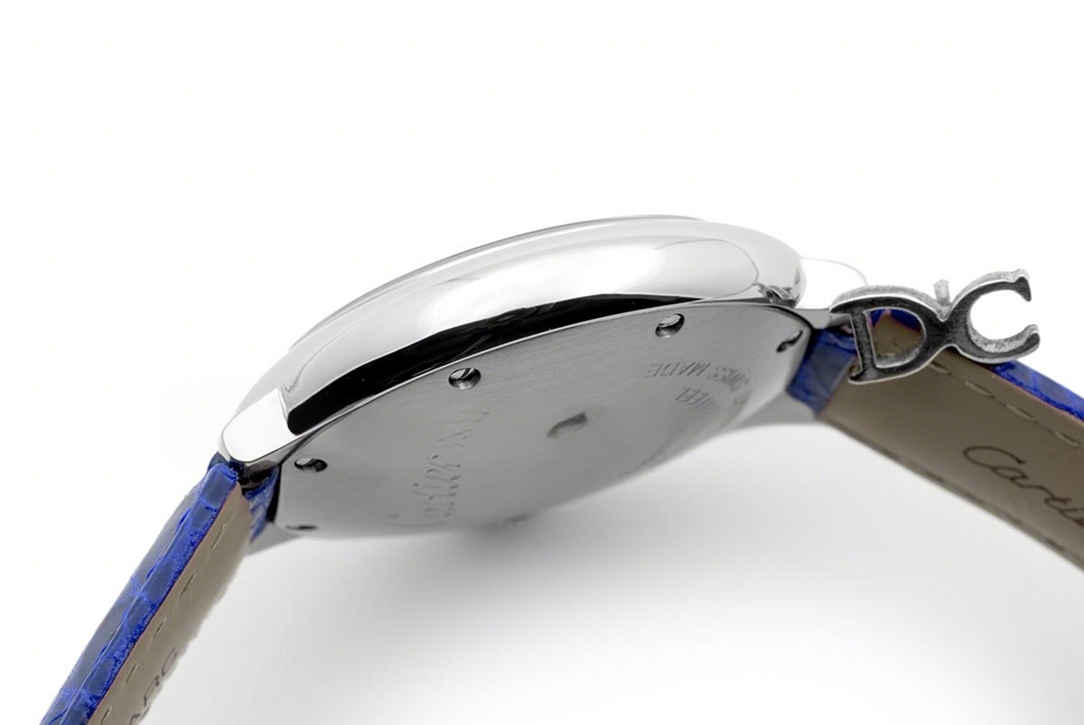 Cartier Ballon Bleu de Cartier 36mm White Dial in Steel on Blue Leather Strap-fasswatch