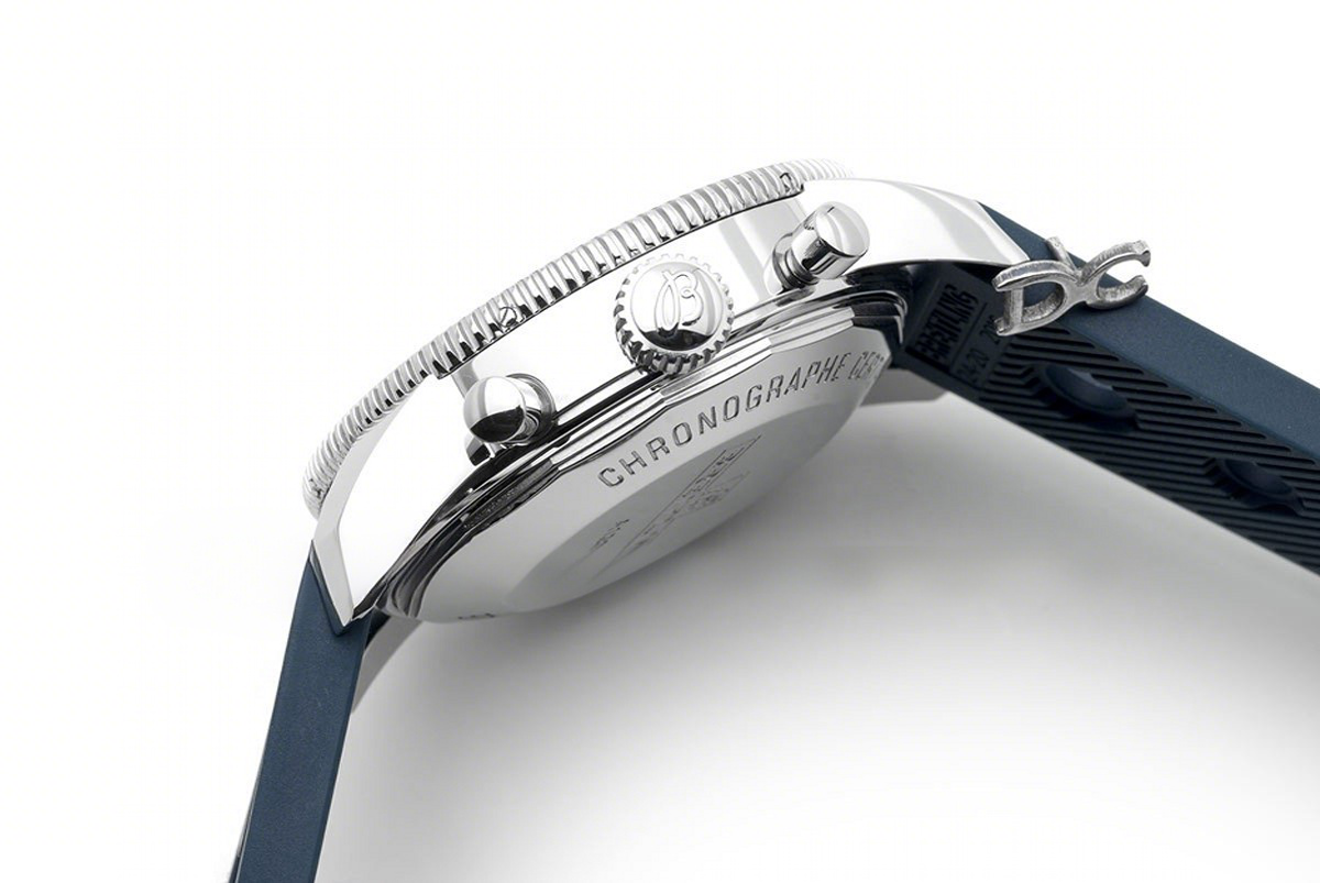 Breitling Superocean Heritage II Chronograph 46 Blue Dial in Steel with Blue Bezel on Rubber Strap-fasswatch