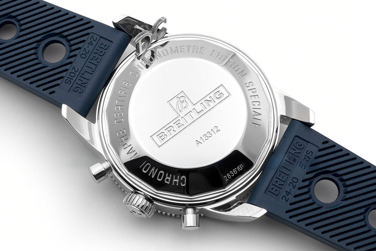 Breitling Superocean Heritage II Chronograph 46 Blue Dial in Steel with Blue Bezel on Rubber Strap-fasswatch