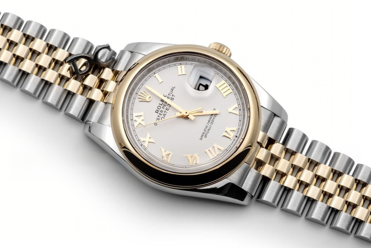Rolex Datejust 36 126201 White Dial in Yellow Gold and Steel with Roman Markers-fasswatch