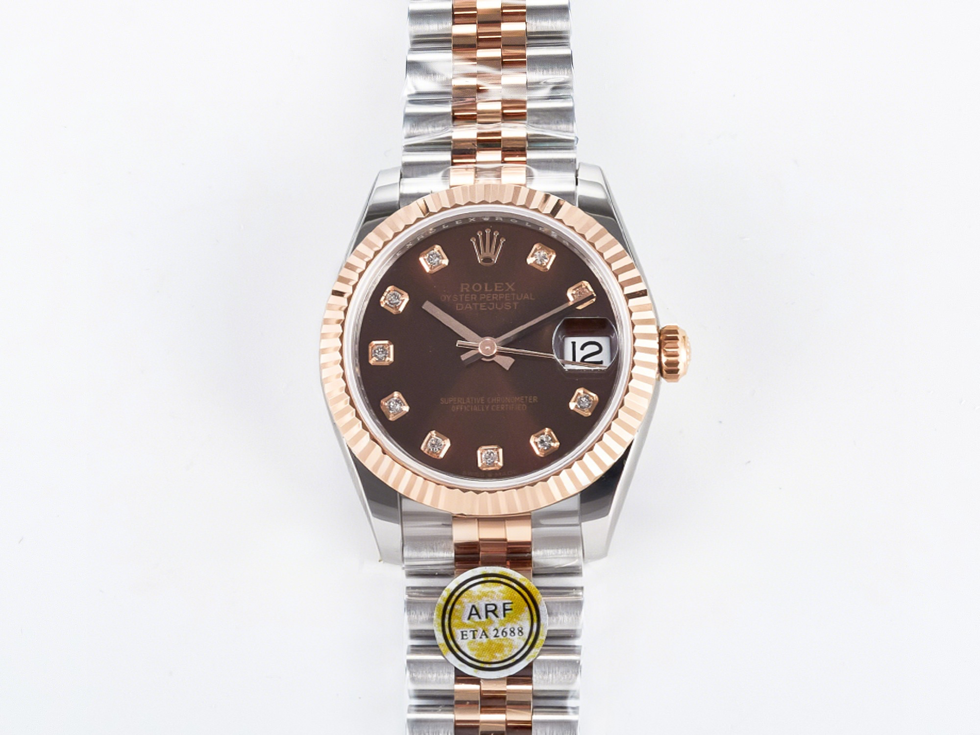 Rolex DateJust 31 278271 ARF 1:1 Best Edition 904L Steel Brown Diamonds Dial on SS/RG Jubilee Bracelet ETA 2688-fasswatch