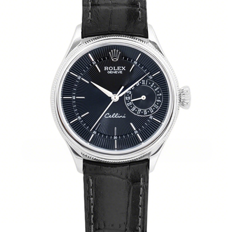 Rolex Cellini Date 50519 Black Dial in White Gold-fasswatch