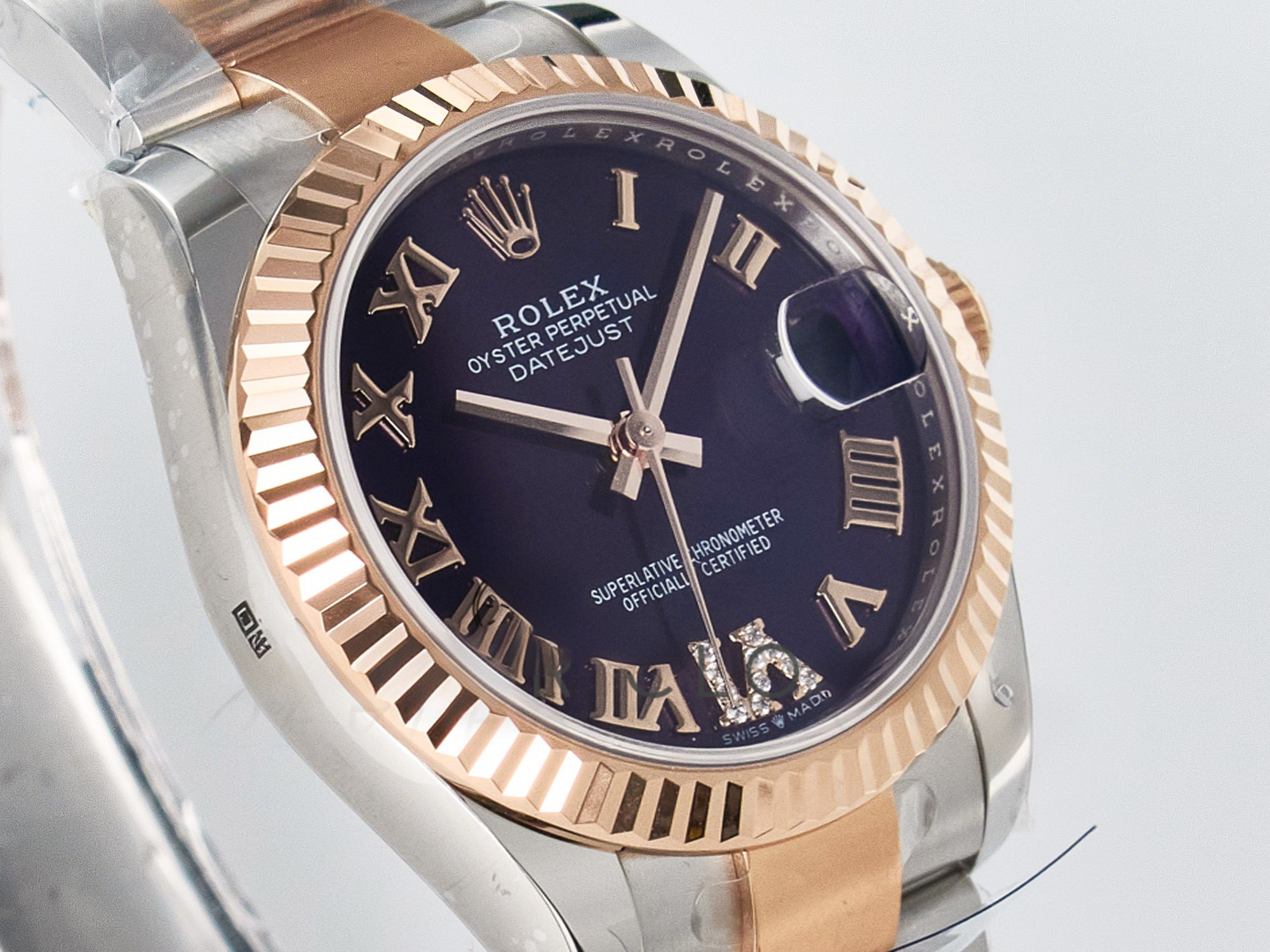Rolex DateJust 31 278271 ARF 1:1 Best Edition 904L Steel Purple Roman Diamonds Dial on SS/RG Oyster Bracelet ETA 2688-fasswatch