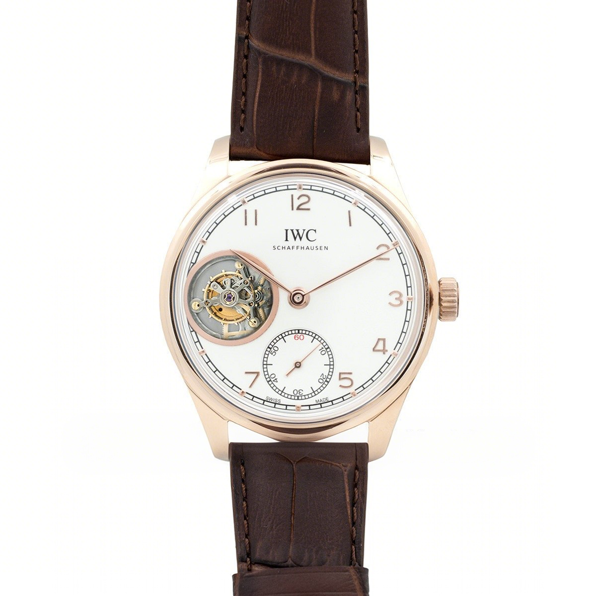 IWC Portuguese Tourbillon Hand Wound IW546302 Silver Dial in Rose Gold-fasswatch