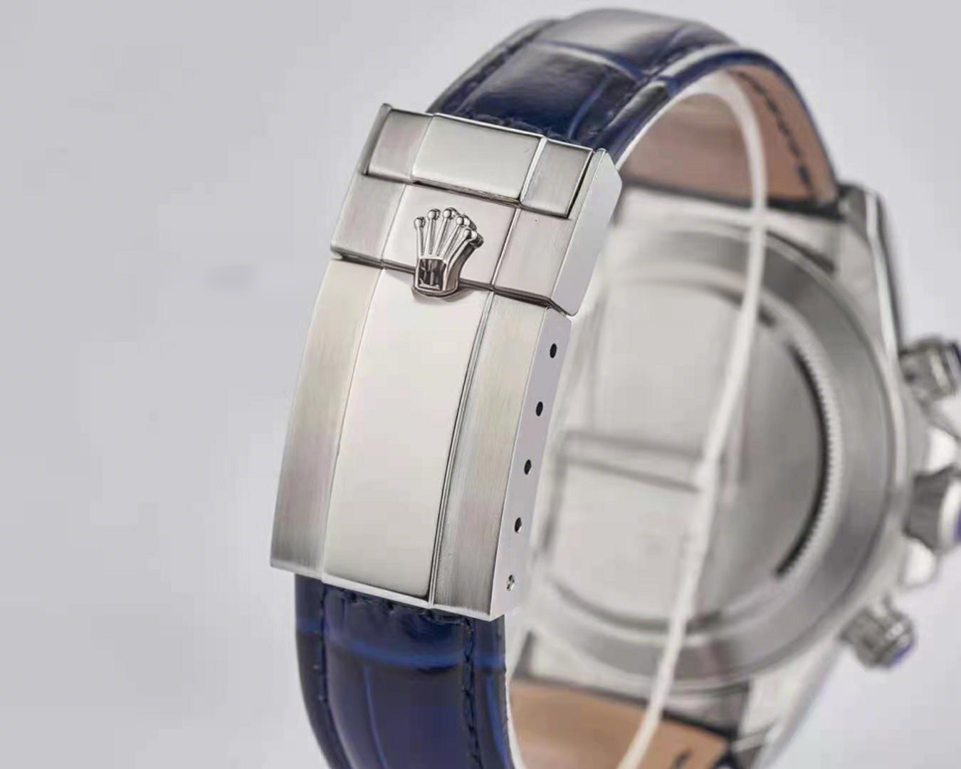 Rolex Daytona 116599 Diamond Paved Dial in White Gold on Blue Leather Strap-fasswatch