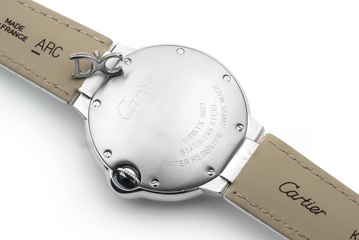 Cartier Ballon Bleu de Cartier 36mm White Dial in Steel on White Leather Strap-fasswatch