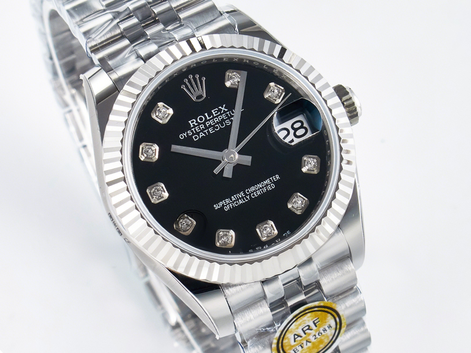 Rolex DateJust 31 278274 ARF 1:1 Best Edition 904L Steel Black Diamonds Dial on SS Jubilee Bracelet ETA 2688-fasswatch
