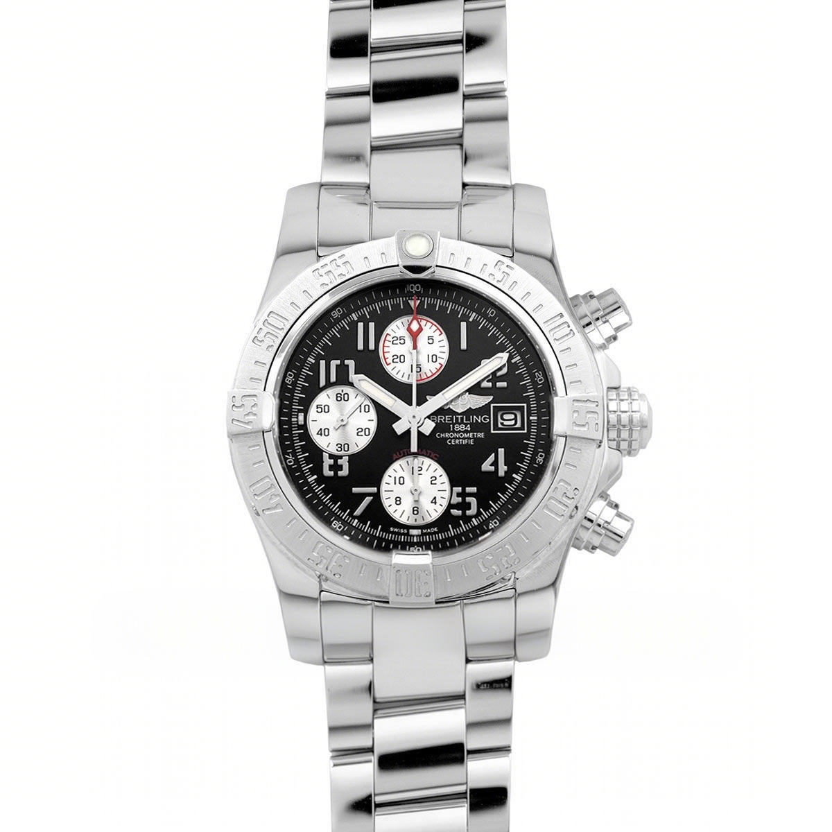 Breitling Colt Chronograph 44mm Black Dial in Steel on Steel Bracelet-fasswatch