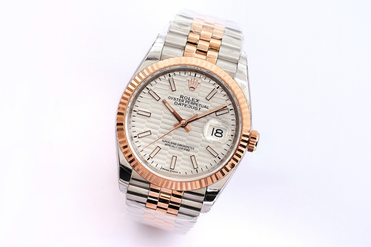 Rolex Datejust 36 126231 Silver Motif Dial in Steel/Rose Gold in Jubilee Bracelet-fasswatch