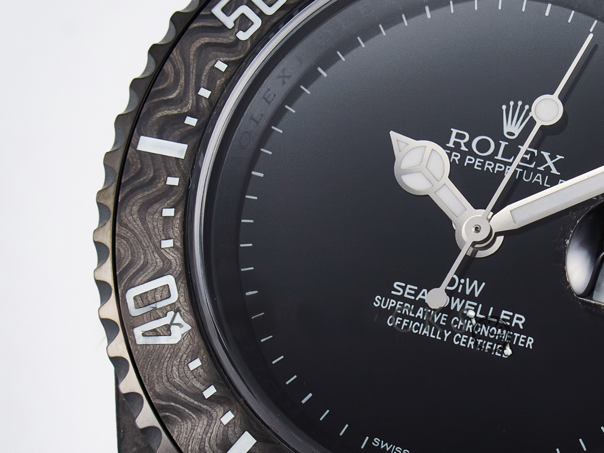Rolex Sea Dweller 43mm Carbon DIWF Best Edition Black Dial on Black Nylon Strap A2824-fasswatch