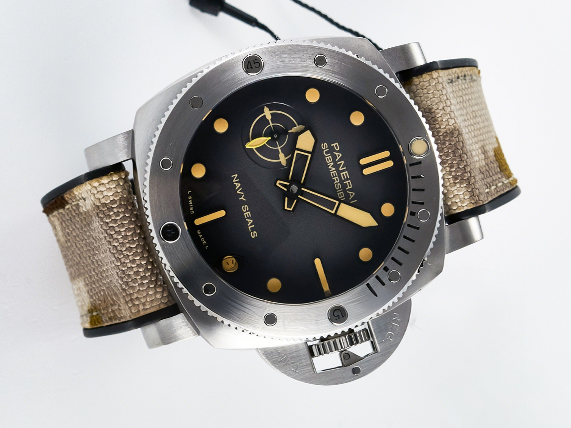Panerai PAM1518 Submersible 44mm VSF 1:1 Best Edition Gray Ombre Dial on Camouflage Strap P900-fasswatch