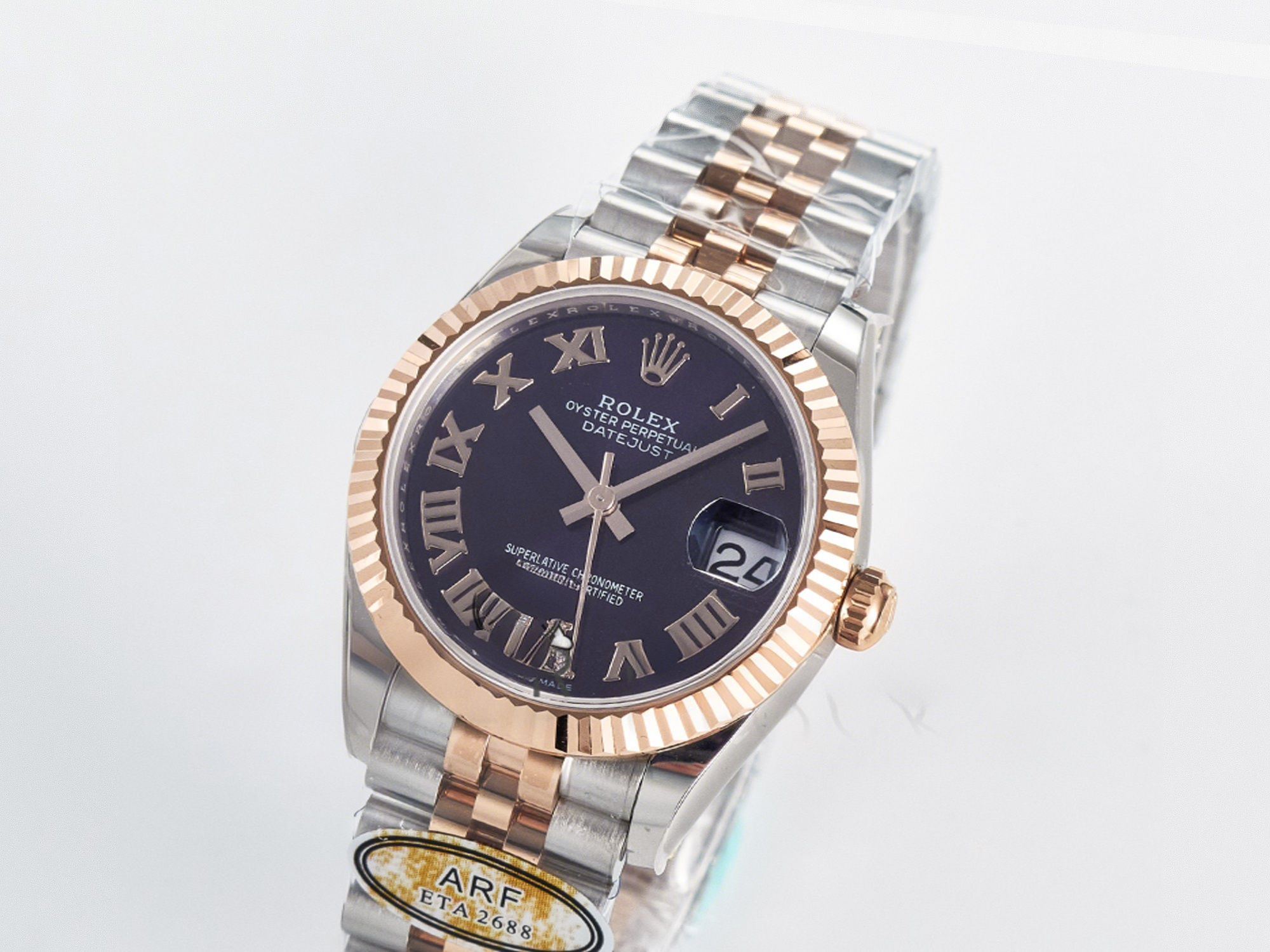 Rolex DateJust 31 278271 ARF 1:1 Best Edition 904L Steel Purple Roman Diamonds Dial on SS/RG Jubilee Bracelet ETA 2688-fasswatch
