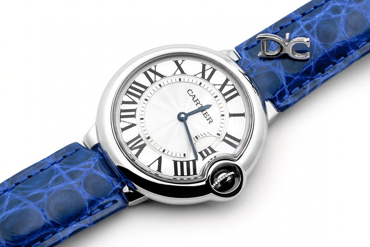 Cartier Ballon Bleu de Cartier 36mm White Dial in Steel on Blue Leather Strap-fasswatch