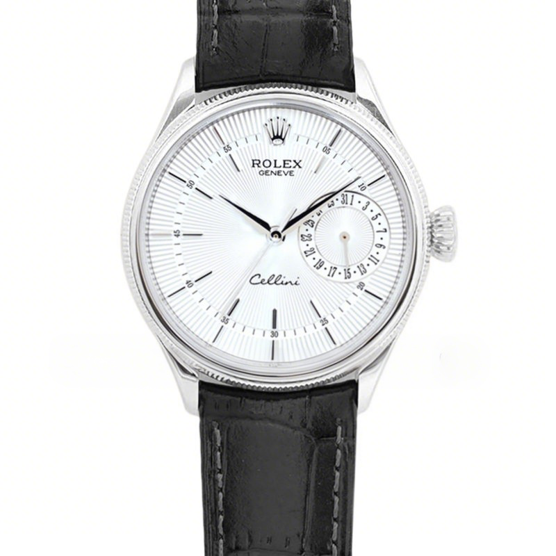 Rolex Cellini Date 50519 White Dial in White Gold-fasswatch