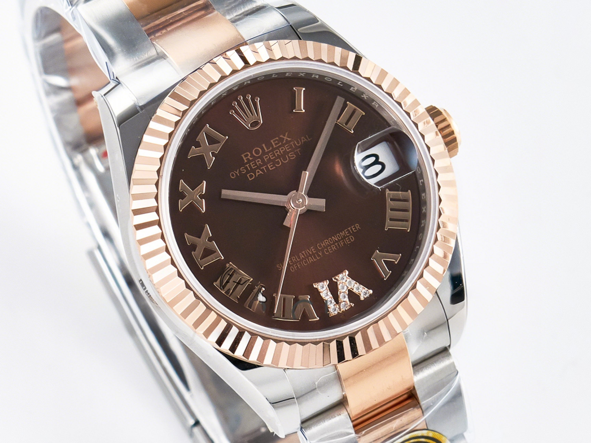 Rolex DateJust 31 278271 ARF 1:1 Best Edition 904L Steel Brown Roman Diamonds Dial on SS/RG Oyster Bracelet ETA 2688-fasswatch