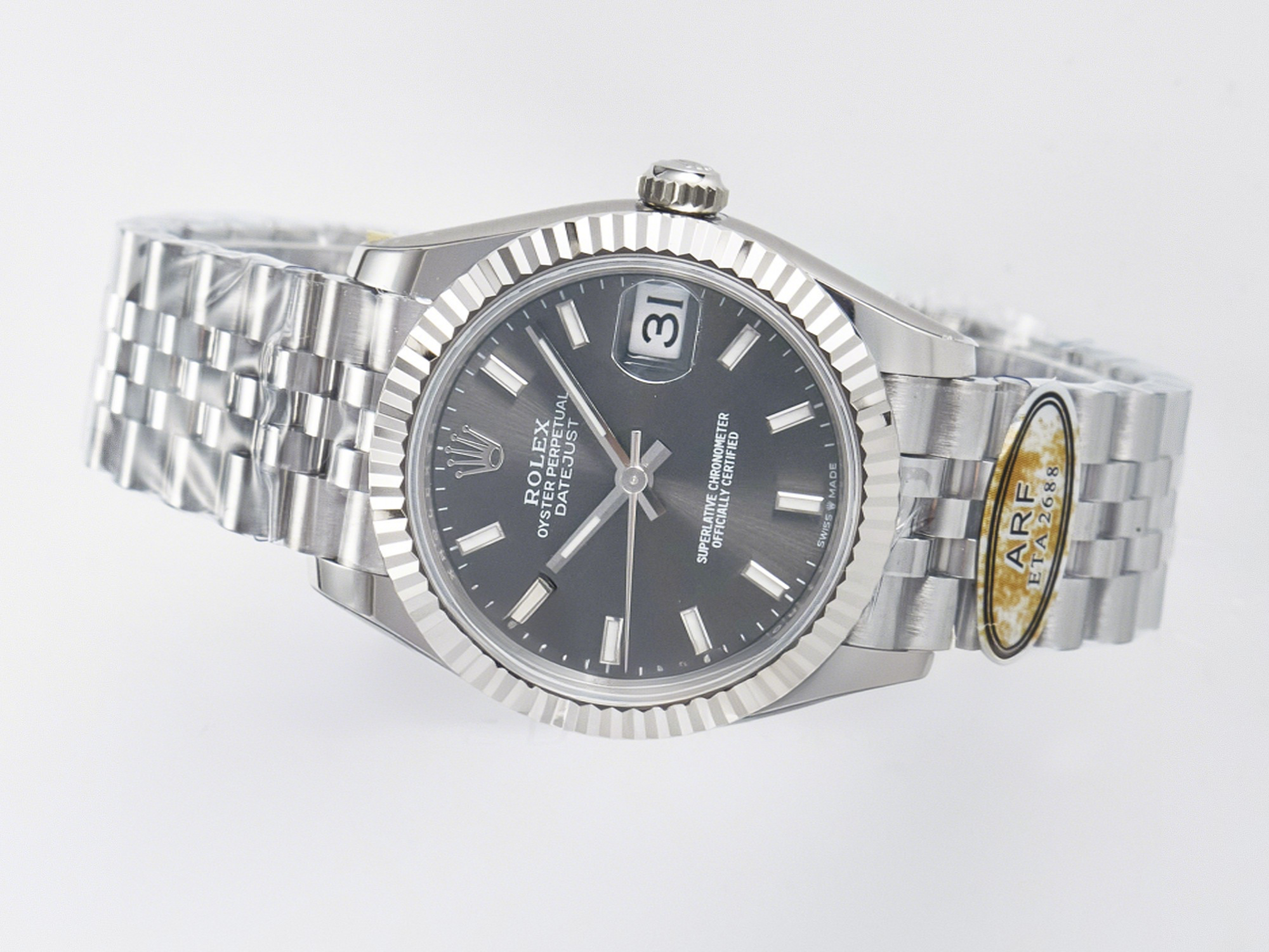 Rolex DateJust 31 278274 ARF 1:1 Best Edition 904L Steel Gray Dial Stick Marker on SS Jubilee Bracelet ETA 2688-fasswatch