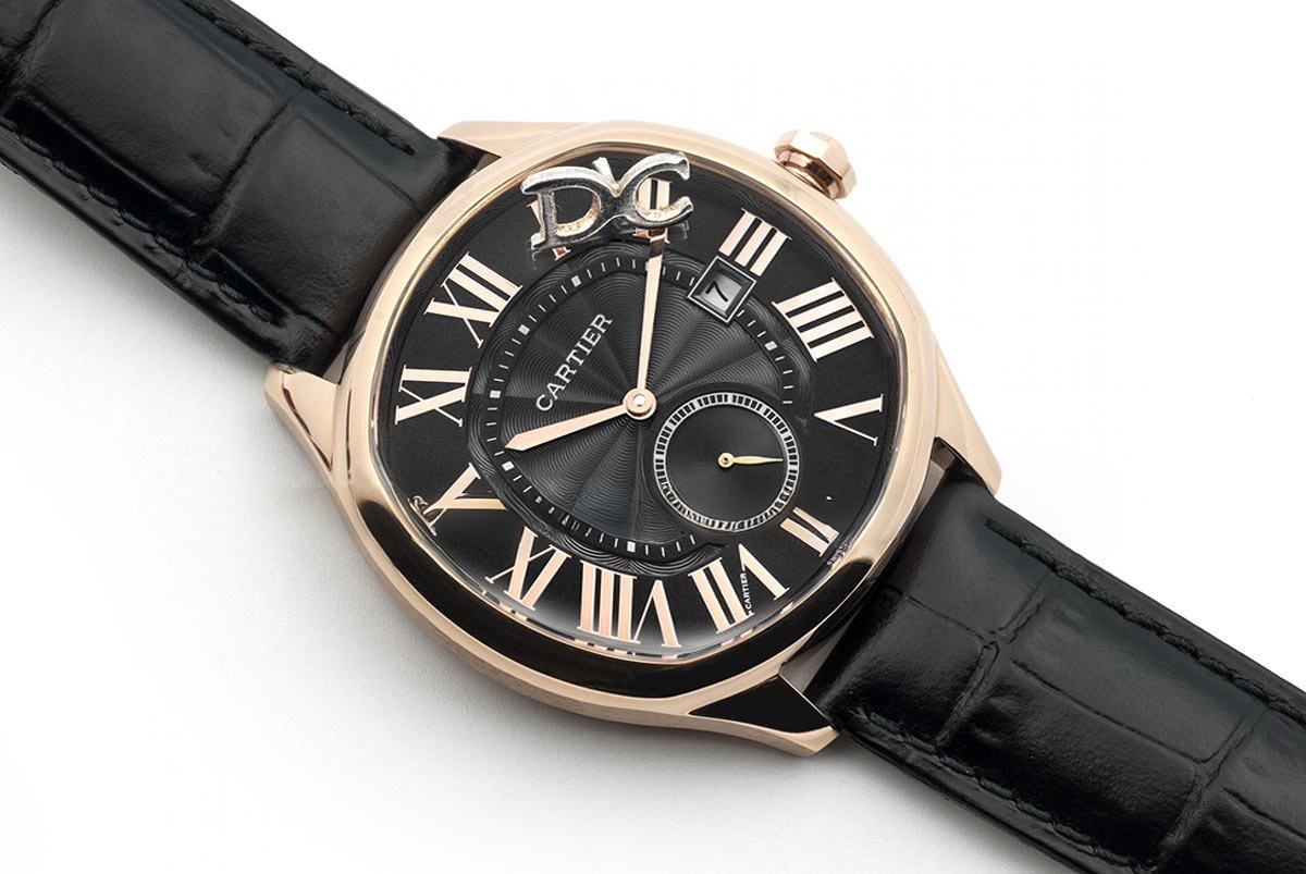 Cartier Drive de Cartier Black Dial in Rose Gold on Black Leather Strap-fasswatch