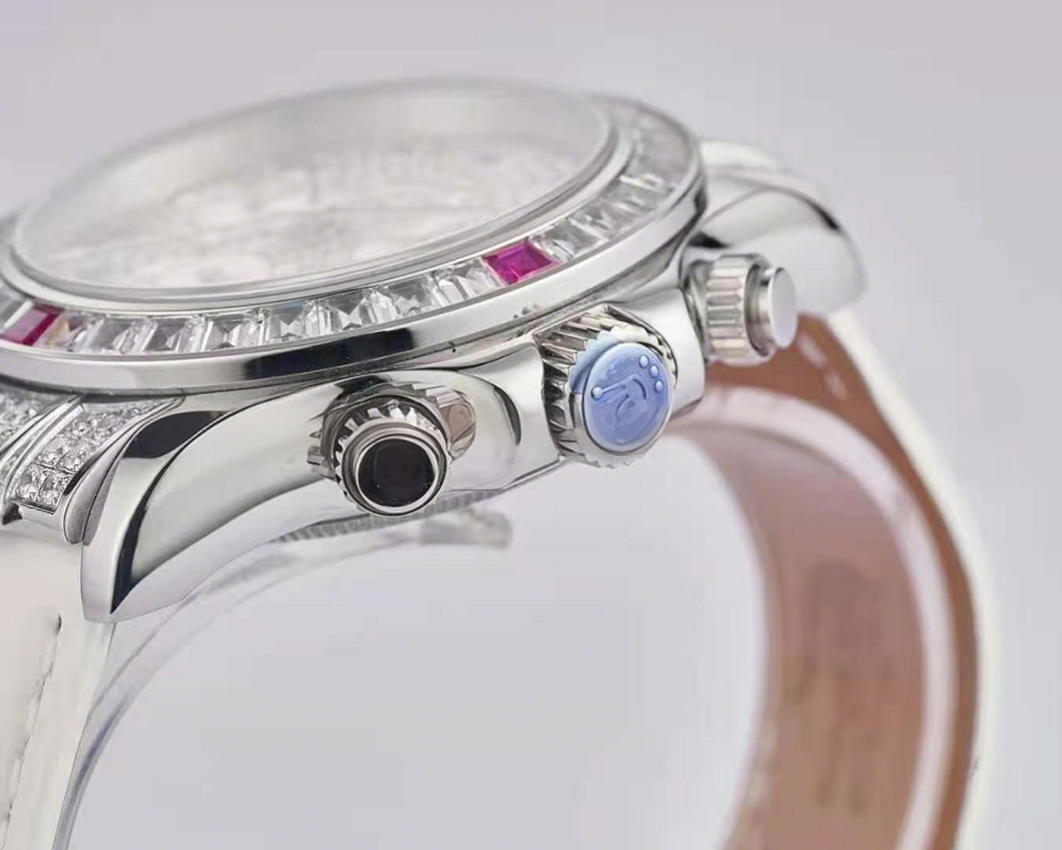 Rolex Daytona 116599 Diamond Paved Dial in White Gold White and Pink Diamonds-fasswatch