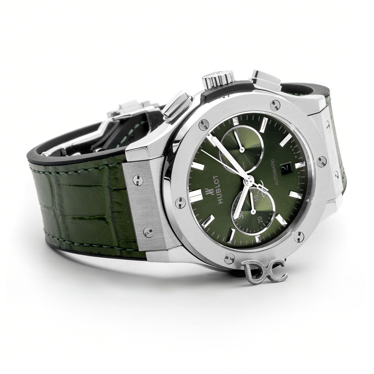 Hublot Classic Fusion Chronograph Green Dial in Steel-fasswatch